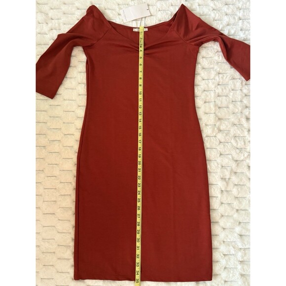 Zara Point Di Roma Bodycon Off-Shoulder Midi Dress Burnt Orange NWT Size M - Picture 4 of 5